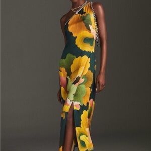 FARM Rio One-Shoulder Dress in Yellow and Green